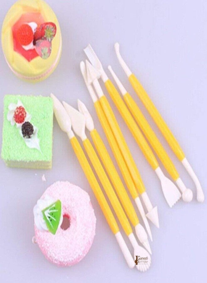 Ganesh Pottery مجموعة أدوات فخار بلاستيكية خزفية مكونة من 8 قطع، رؤوس مزدوجة للنحت، تشكيل الطين، النحت، التشكيل، تزيين الكيك بعجينة السكر، أدوات بوليمرية لمستلزمات الفنون والحرف اليدوية للأطفال والفنانين (عشوائي) - Image 2